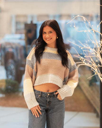 Clean Crush Crop Sweater - Blue/Multi