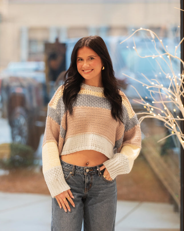 Clean Crush Crop Sweater - Blue/Multi