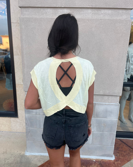 Cutout Back Layering Top - Lemon