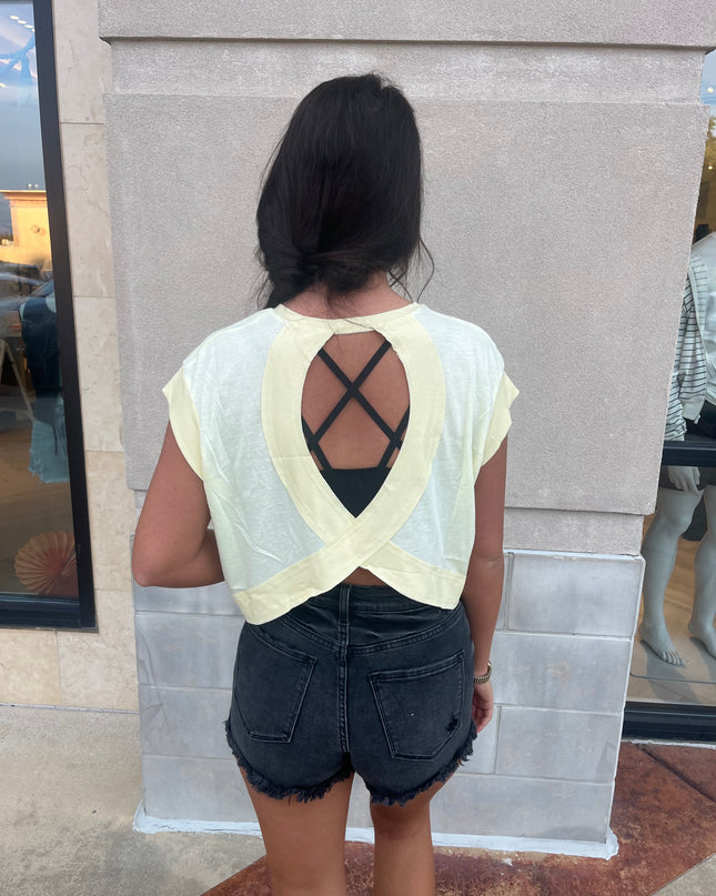 Cutout Back Layering Top - Lemon