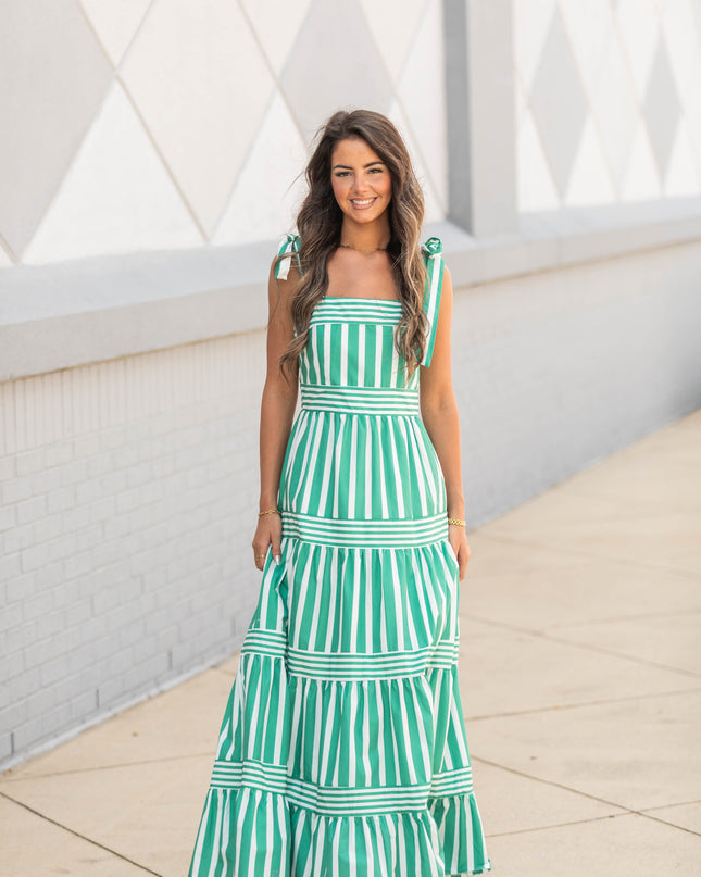 Clover Charm Striped Dress - Green