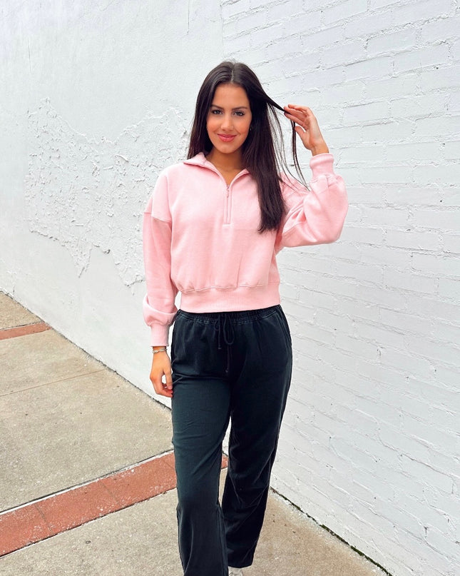 Half Zip Sweatshirt - Pink