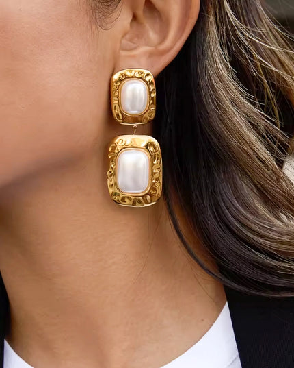 SB Pearl Rectangle Earrings
