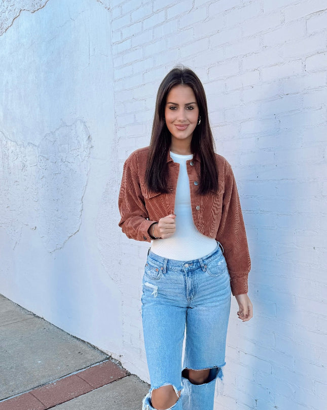 Fall Vibes Cropped Jacket - Sienna
