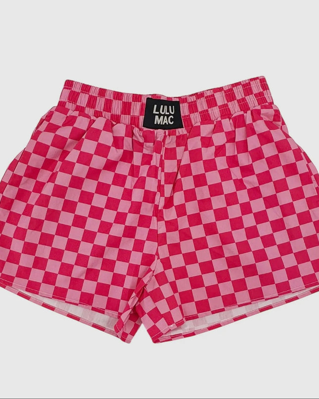 Lulu Mac Pink Checkered Boxer Shorts