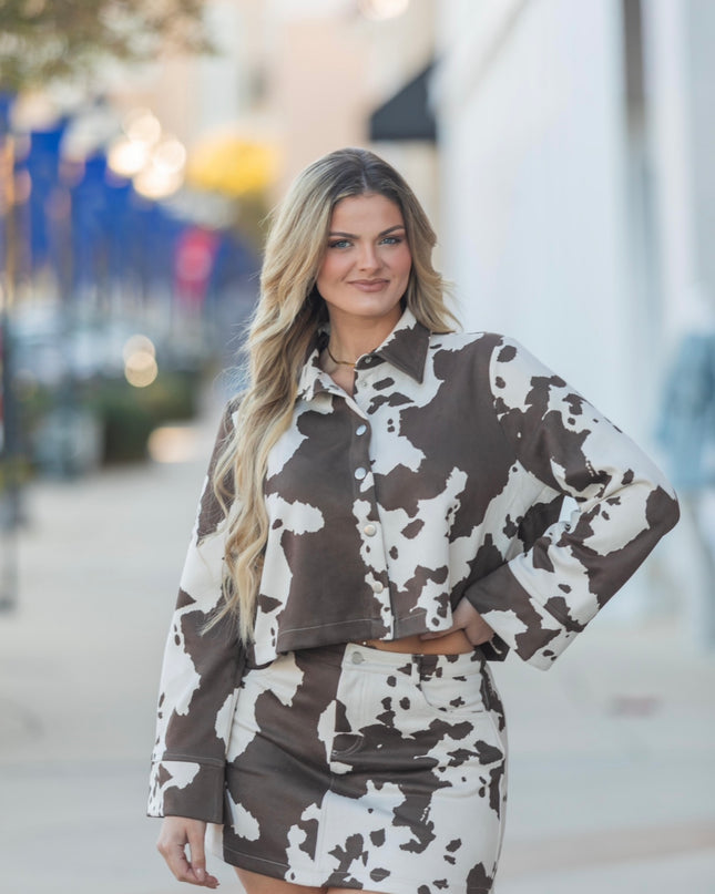 Cow Print Skirt Set