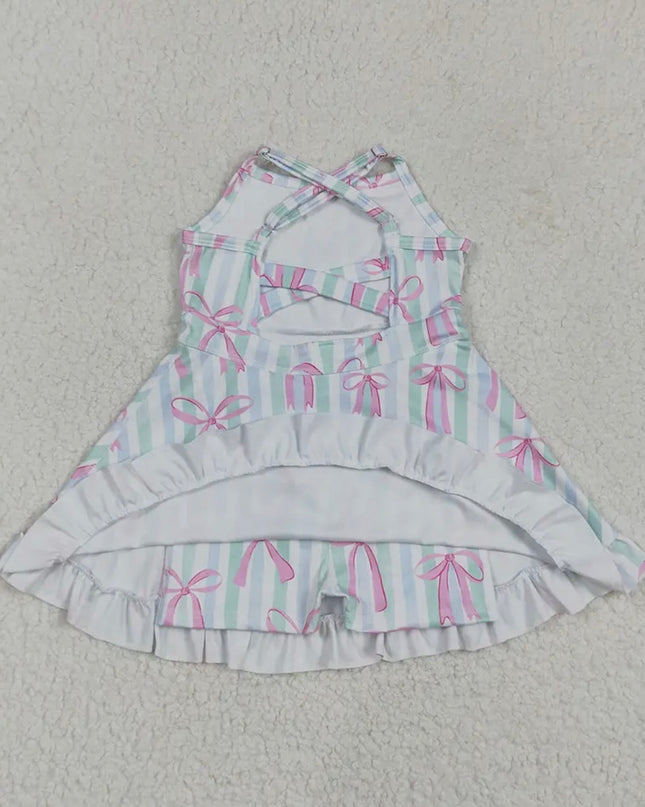 Kids Athletic Dress - Bow/Stripe
