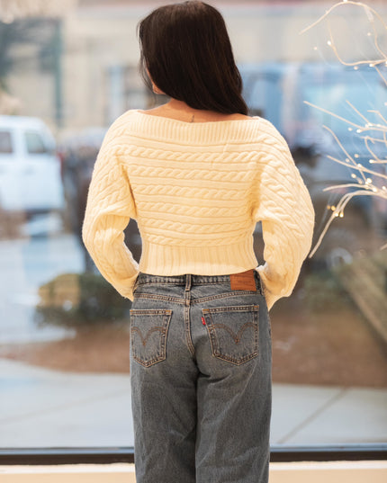 Open Neck Top - Cream