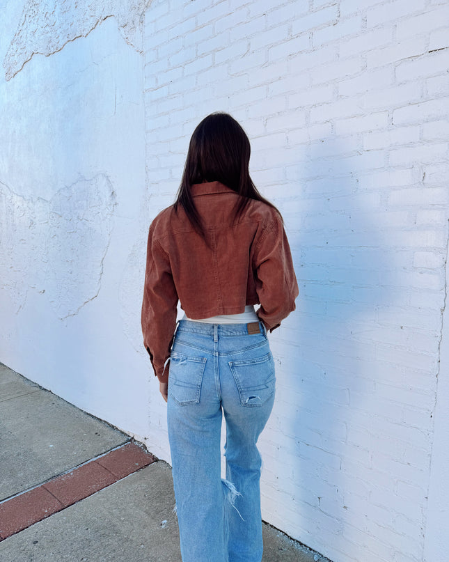 Fall Vibes Cropped Jacket - Sienna
