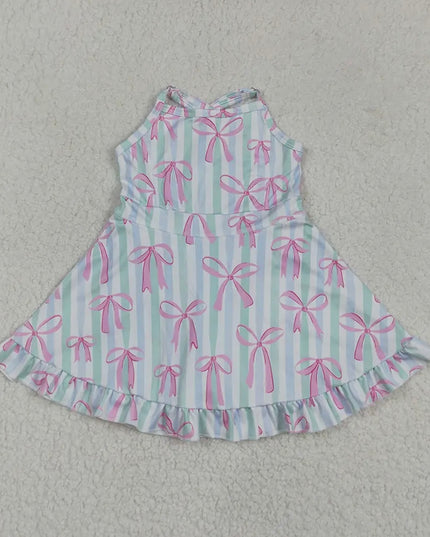 Kids Athletic Dress - Bow/Stripe