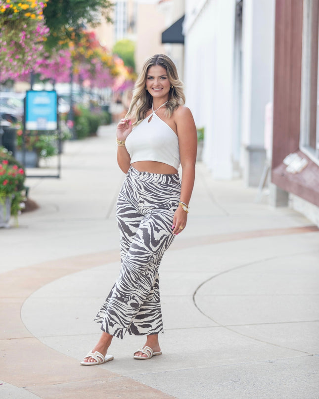 Zebra Print Pants - Brown