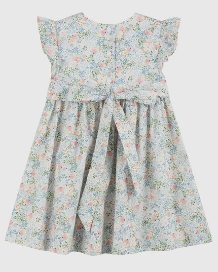 Floral Print Smocked Flutter Dress
