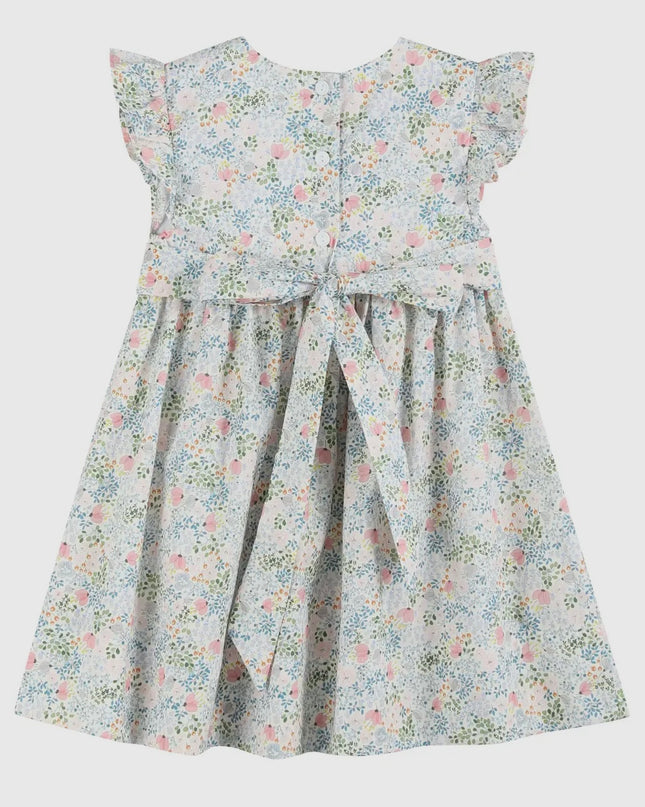 Floral Print Smocked Flutter Dress