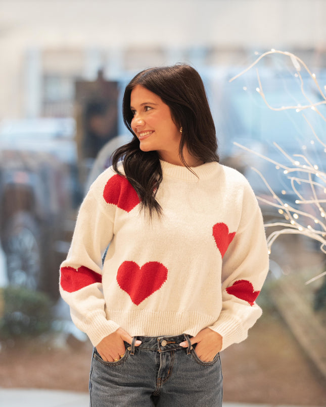Cupid Cutie Sweater - Red/White