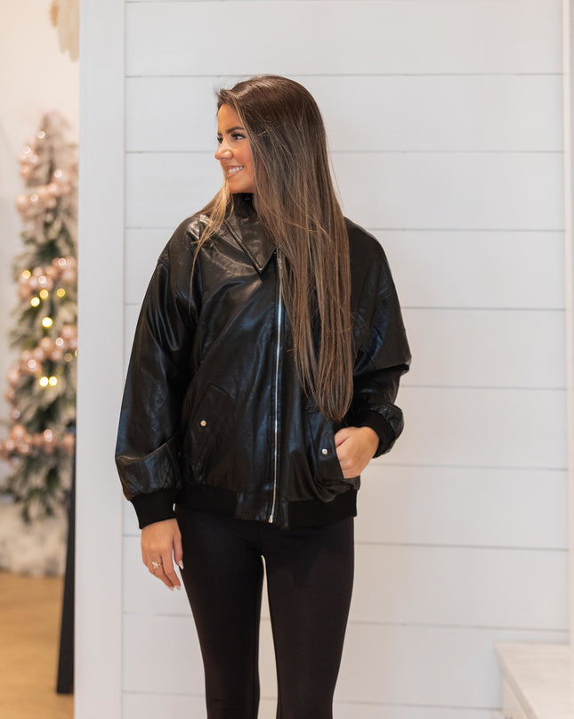 Black Leather Jacket - Black