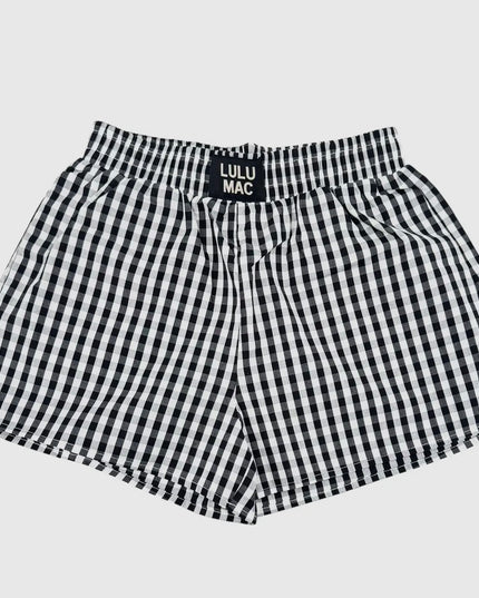 Lulu Mac Boxer Shorts - Black Gingham