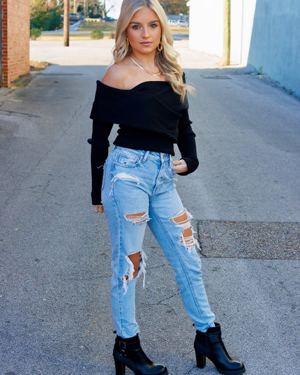 Feeling The Holidays Top - Black