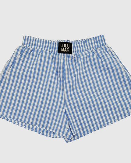 Lulu Mac Boxer Shorts - Blue Gingham