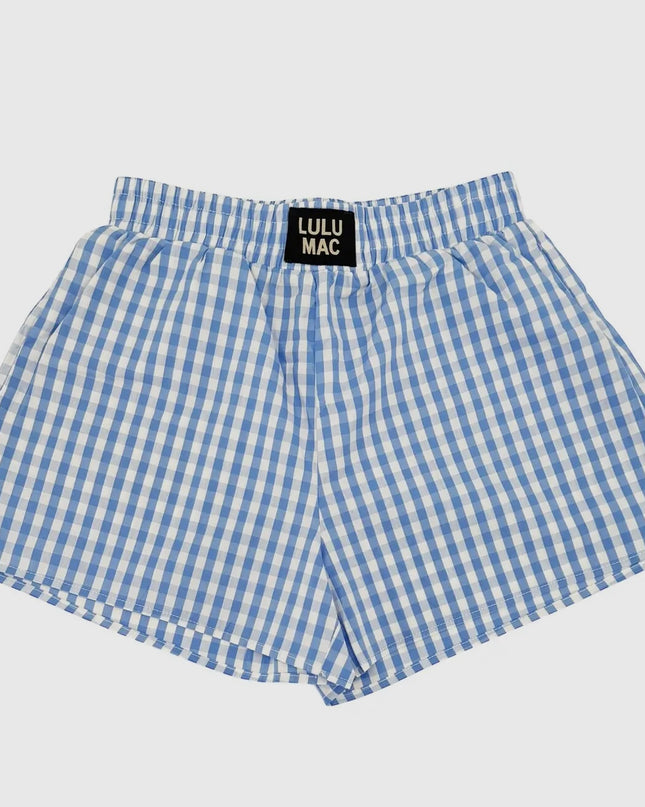 Lulu Mac Boxer Shorts - Blue Gingham
