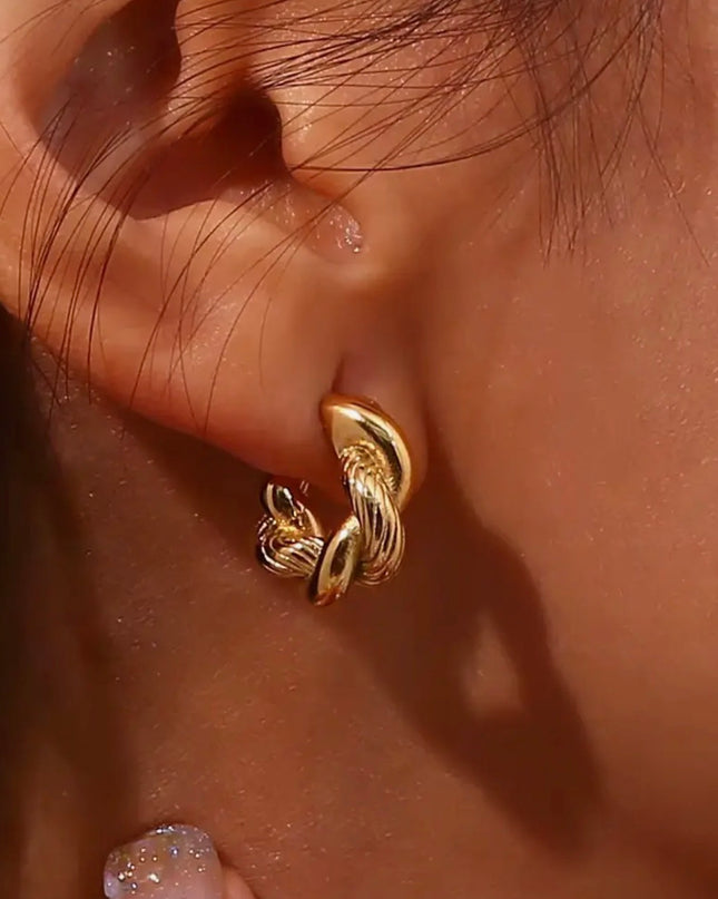 SB Small Twisted Rope Hoop Earrings - Waterproof