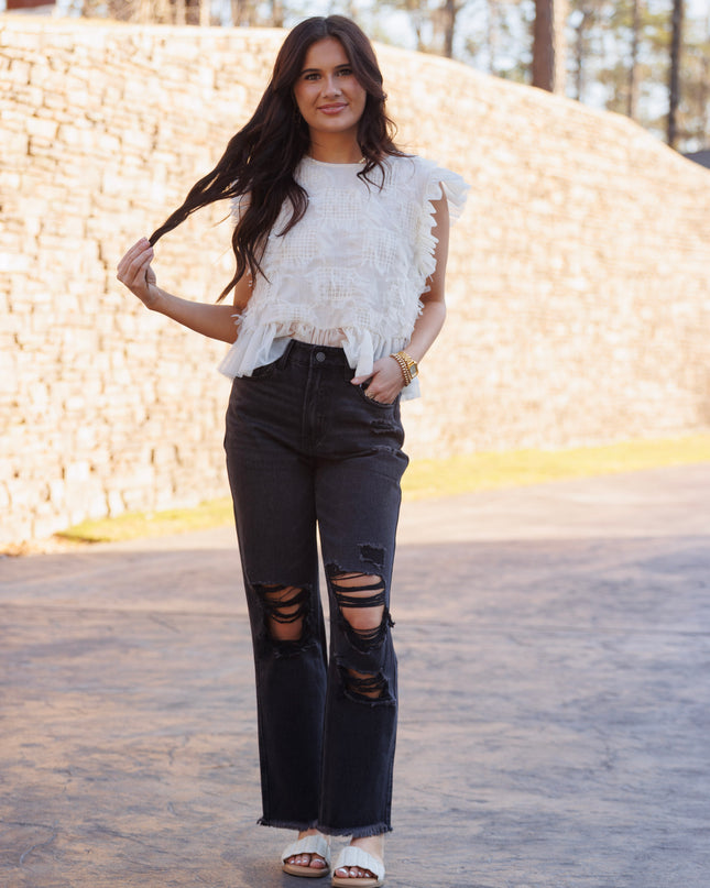 High Rise Crop Jeans - Vintage Black