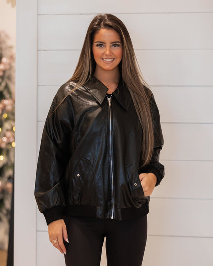 Black Leather Jacket - Black