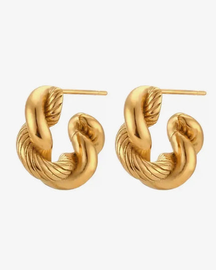 SB Small Twisted Rope Hoop Earrings - Waterproof