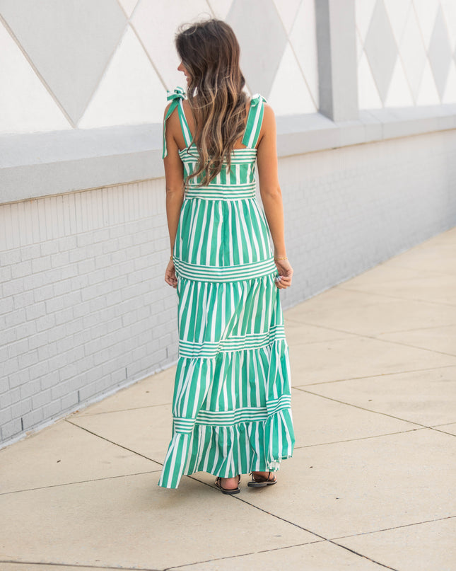 Clover Charm Striped Dress - Green