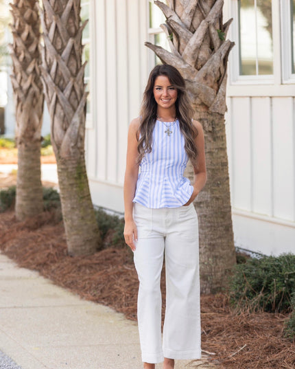 Sunday Stripes Top - Blue/White