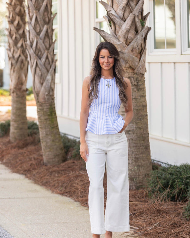 Sunday Stripes Top - Blue/White