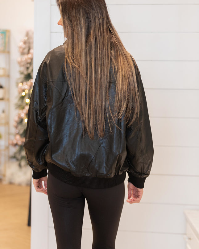 Black Leather Jacket - Black