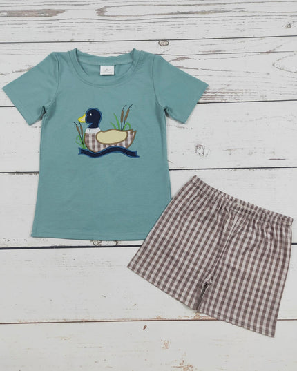 Boys Checkered Duck Shorts Set