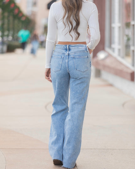 F.M. High Rise Slim Wide Jeans - Glorietta