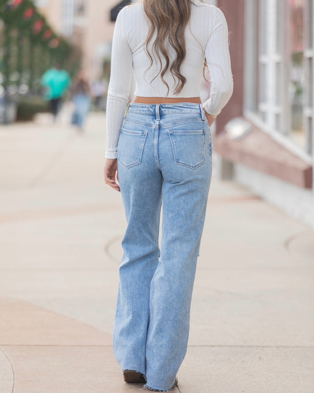 F.M. High Rise Slim Wide Jeans - Glorietta