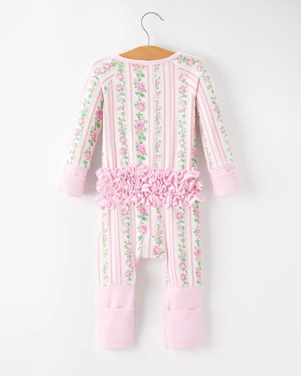 Floral Sleepwear Ruffle Jumpsuit - Pink