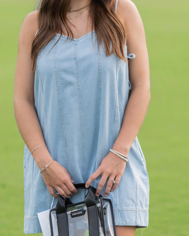 Pin Stripped Denim Romper