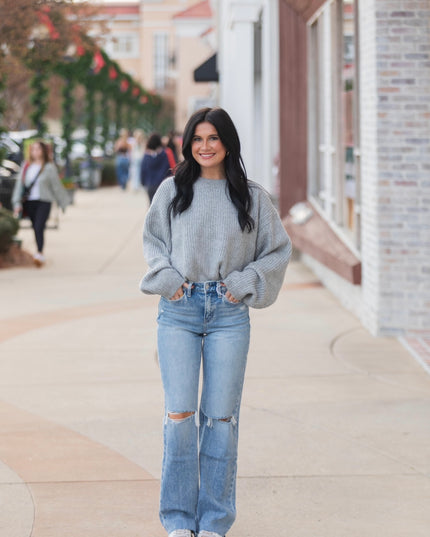 Soft Granite Knit Sweater - Heather Grey