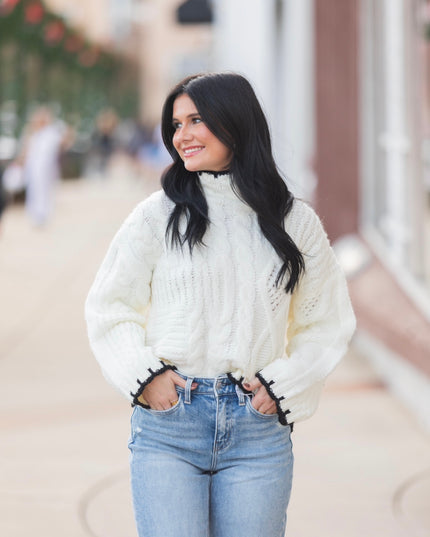 Midnight Detail Sweater - Off White/Black