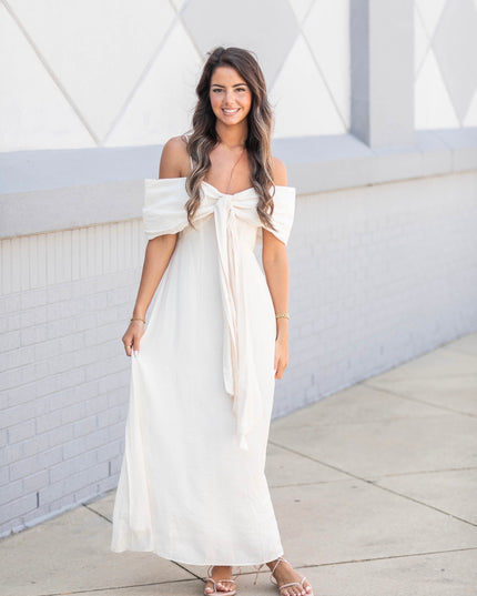 Off Shoulder Bow Maxi Dress