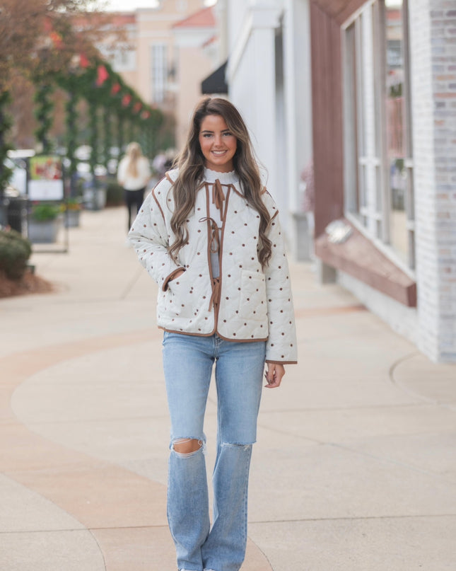 Polka Pop Jacket - Cream/Brown
