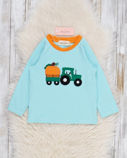Pumpkin Tractor Shirt - Light Blue