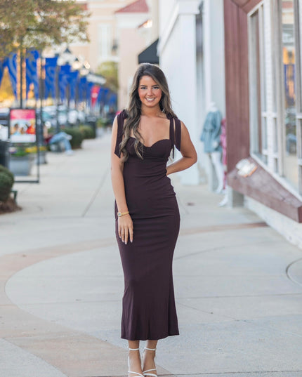 Mistletoe Mocha Dress - Brown