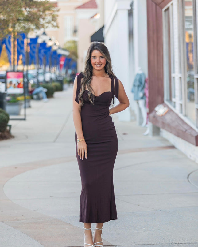Mistletoe Mocha Dress - Brown