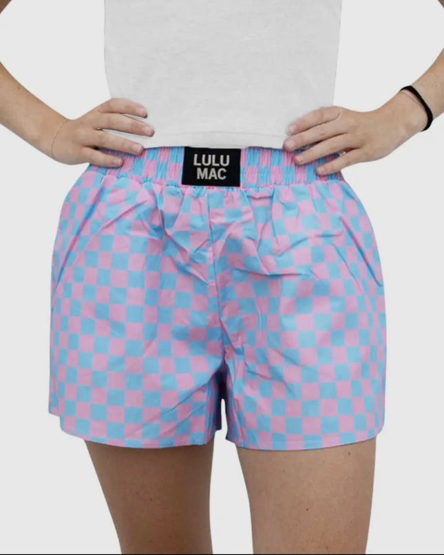 Lulu Mac Checkered Boxer Short - Blue/Pink