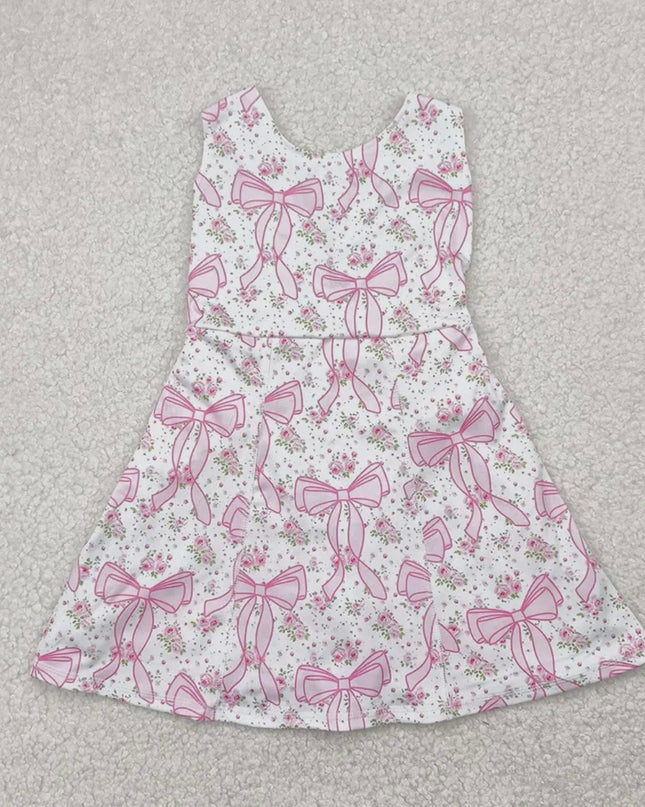 Girls Pink Bows Athletic Dress