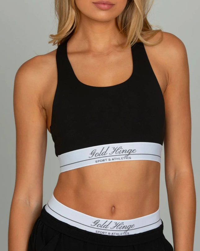 Gold Hinge Motion Cloud Sports Bra - Black