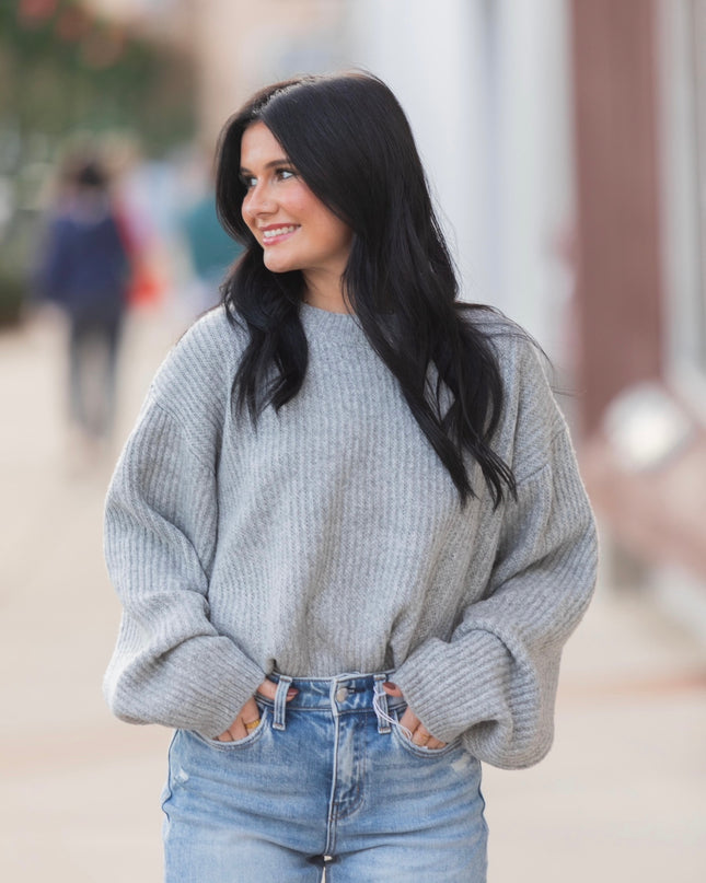 Soft Granite Knit Sweater - Heather Grey