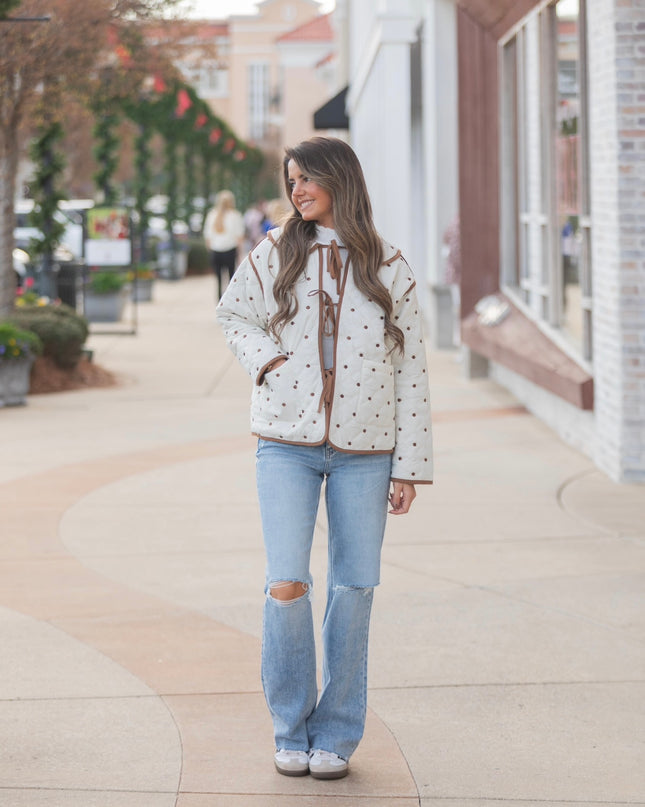 Polka Pop Jacket - Cream/Brown