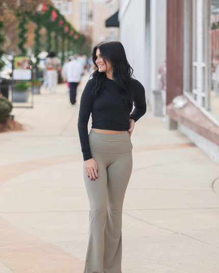 Soft Knit Flare Pants - Sage