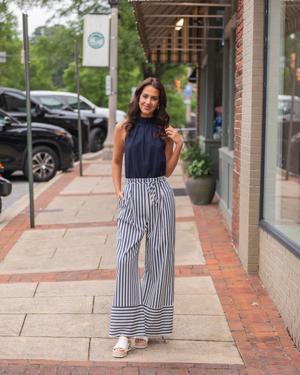 Striped Jumpsuit - Navy